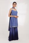 Ombre Blue Chikankari Sharara Set