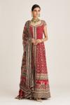 Red Anarkali Pant Set