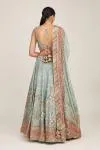 Blue Floral Design Silk Lehenga