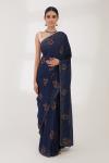 Midnight Blue Floral Weave Saree