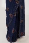 Midnight Blue Floral Weave Saree