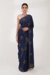 Midnight Blue Floral Weave Saree