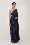 Midnight Blue Floral Weave Saree