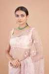 Shell Pink Sequin Net Saree