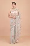 Fog Grey Organza Saree