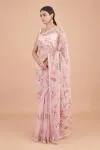 Light Rose Pink Organza Saree