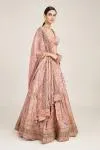Pink Floral Design Silk Lehenga