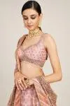 Pink Floral Design Silk Lehenga
