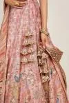 Pink Floral Design Silk Lehenga