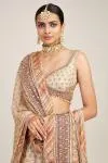 Beige Floral Design Silk Lehenga