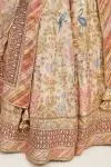 Beige Floral Design Silk Lehenga