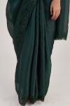 Bottle Green Sequin Satin Organza Saree
