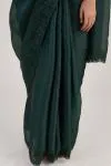 Bottle Green Sequin Satin Organza Saree