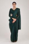 Bottle Green Sequin Satin Organza Saree