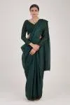 Bottle Green Sequin Satin Organza Saree