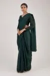 Bottle Green Sequin Satin Organza Saree