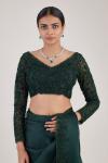 Bottle Green Sequin Satin Organza Saree