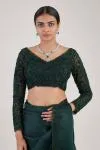 Bottle Green Sequin Satin Organza Saree