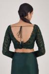 Bottle Green Sequin Satin Organza Saree