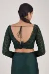 Bottle Green Sequin Satin Organza Saree