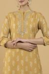 Mustard Mirror Kurta Set with Chikankari Palazzo