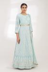 Powder Blue Chikankari Anarkali Set