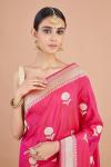 Floral Magenta Silk Saree