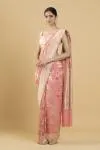 Peach Floral Meenakari Georgette Saree