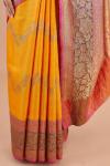 Yellow Floral Border Linen Saree