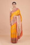 Yellow Floral Border Linen Saree