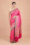 Ruby Pink Satin Silk Saree