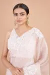 Crepe Pink Floral Organza Saree