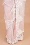 Crepe Pink Floral Organza Saree