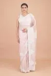 Crepe Pink Floral Organza Saree