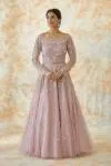 Onion Pink Embroidered Net Gown