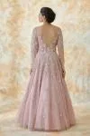 Onion Pink Embroidered Net Gown