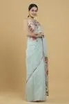Powder Blue Floral Embroidered Saree