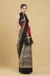 Taupe Printed Tussar Silk Saree