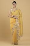 Yellow Gota Patti Mirror Embroidered Organza Saree