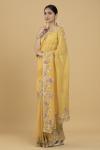 Yellow Gota Patti Mirror Embroidered Organza Saree