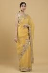 Yellow Gota Patti Mirror Embroidered Organza Saree