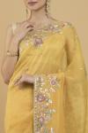 Yellow Gota Patti Mirror Embroidered Organza Saree