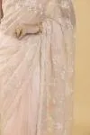 Blush Floral Embroidered Organza Saree