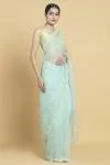 Mint Green Embellished Organza Saree