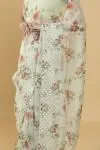 Mint Green Floral Print Embellished Organza Saree