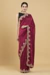 Maroon Embroidered Silk Saree