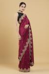 Maroon Embroidered Silk Saree
