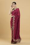 Maroon Embroidered Silk Saree