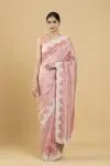 Rose Pink Embroidered Silk Saree