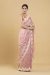 Rose Pink Embroidered Silk Saree